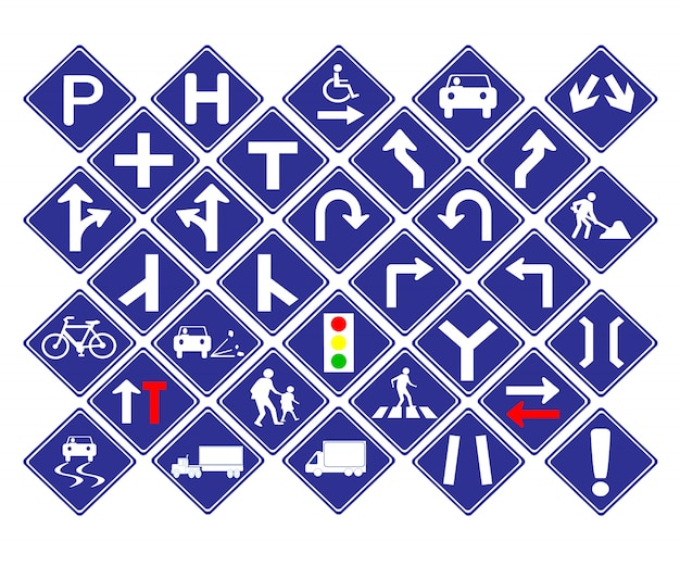 Traffic diamond shape blue road sign Vector | Premium Download