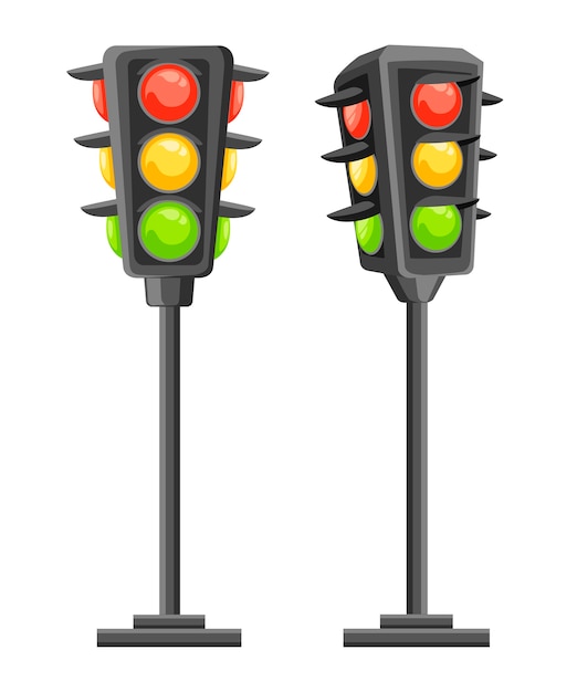 信号機 赤 黄 緑のライトが付いた縦型信号 図 プレミアムベクター