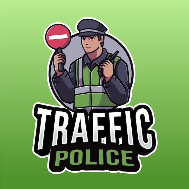 Premium Vector | Traffic police logo template isolated on green