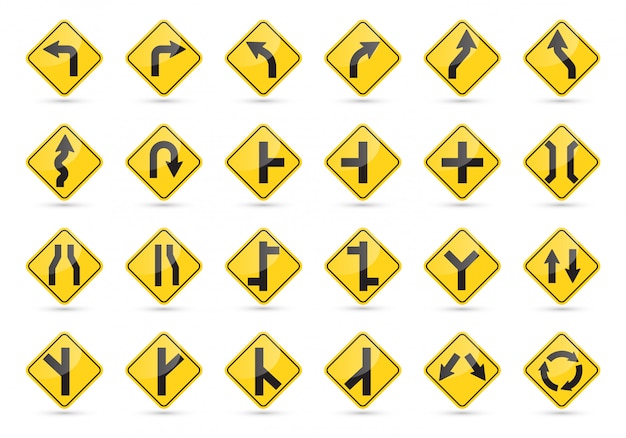 yellow traffic signs