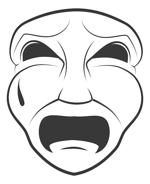 Premium Vector | Tragedy symbol. crying face mask. drama theater sign ...