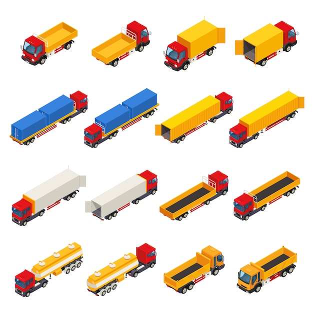 Free Vector | Trailer trucks isometric collection