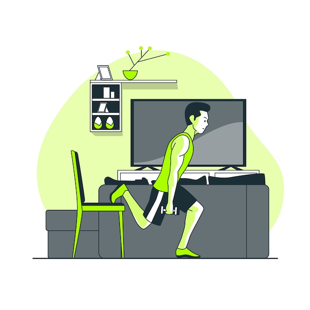 Training at home concept illustration Free Vector People vector created by stories