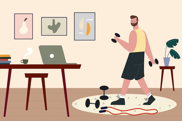 Training at home concept Free Vector