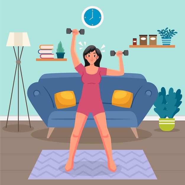 Free Vector | Training at home concept