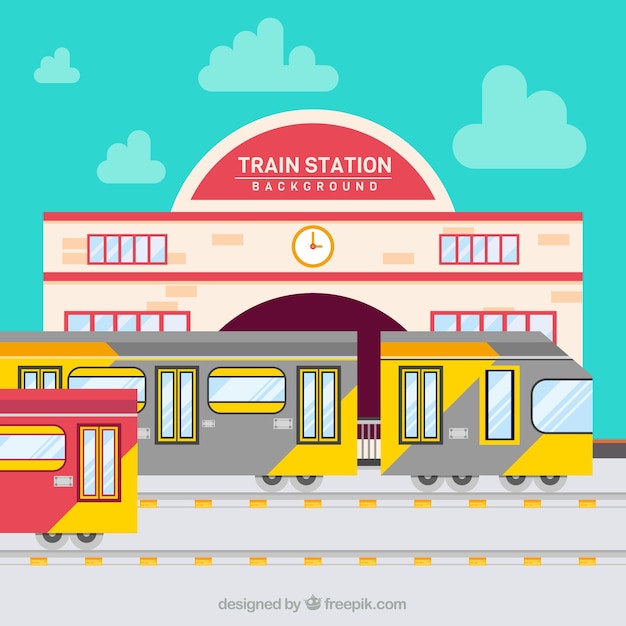 Free Vector | Trains departing from the train station