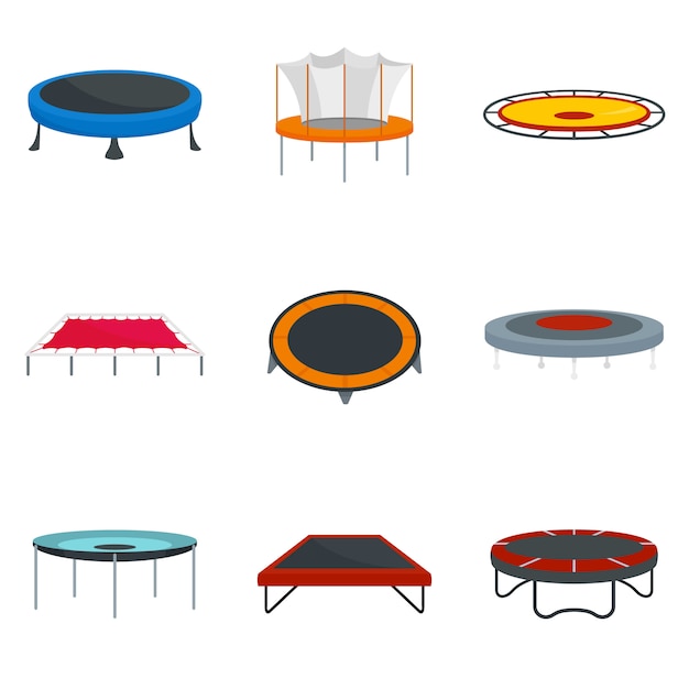 Premium Vector Trampoline Jumping Park Joy Icons Set