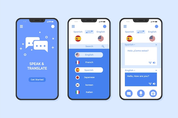 Premium Vector | Translator smartphone app template