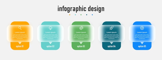 Transparent glass effect business creative infographics template design Premium Vector