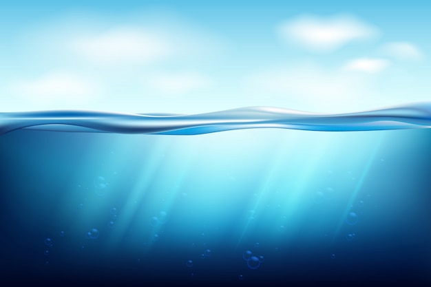 Premium Vector Transparent Underwater Blue Ocean Background Lake Underwater Surfaces Relax Blue Horizon Background Under Surface Sea