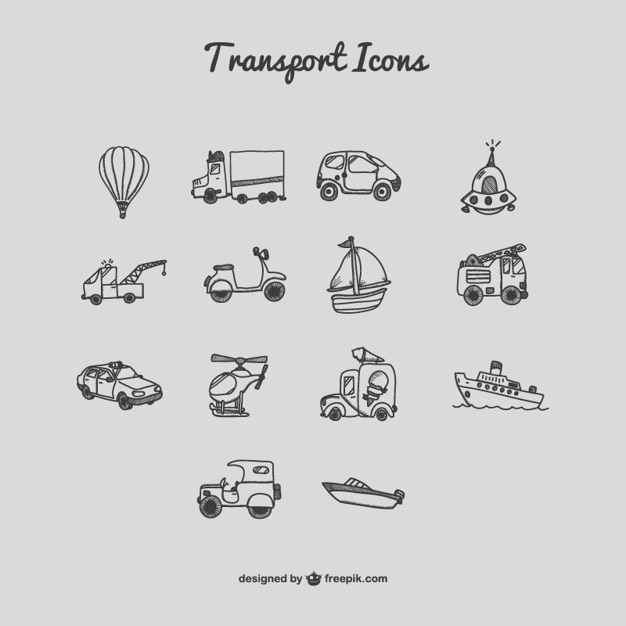 Download Free Vector | Transport icons cartoon set