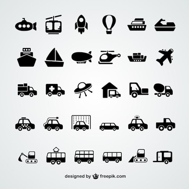 Download Transport icons collection | Free Vector