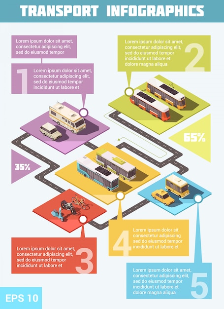 Transport Infographic Set With Means Of Transportation | Free Vector