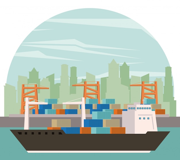 Free Vector Transportation Cargo Merchandise Ship Cartoon