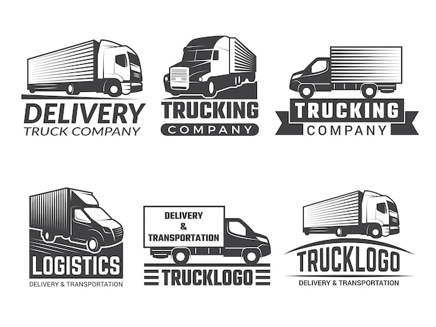 交通機関のロゴ シルエットトラックロジスティックテーマのさまざまなエンブレム ビジネスロゴ分離 プレミアムベクター