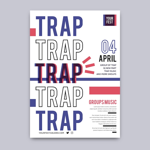 Free Vector Trap Festival Poster Template