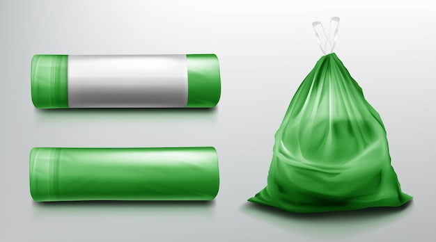 Download Free Vector | Trash bag template, plastic roll and sack ...