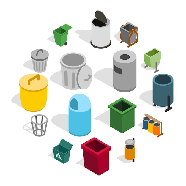 Download Free Trash Bin Icon Set Isometric Style Premium Vector Use our free logo maker to create a logo and build your brand. Put your logo on business cards, promotional products, or your website for brand visibility.