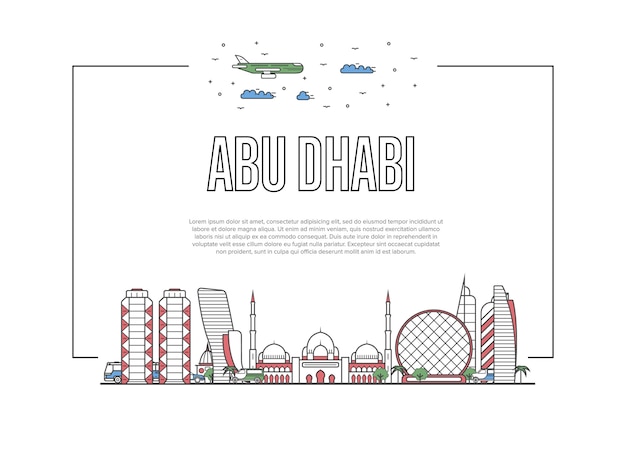 Premium Vector Travel abu  dhabi template  in linear style
