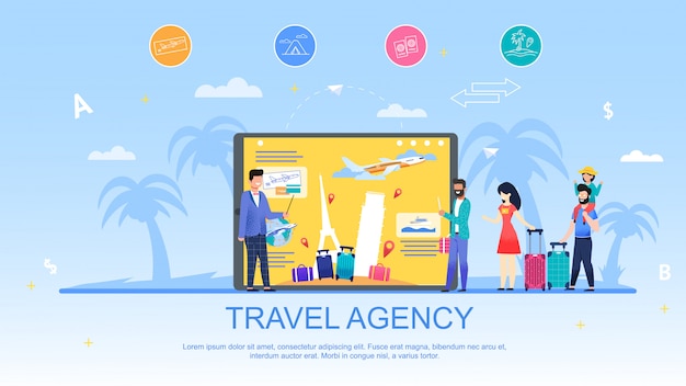 Premium Vector | Travel agency and services advertising flat banner.