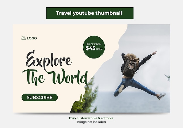 Premium Vector | Travel agency youtube thumbnail design and web banner ...