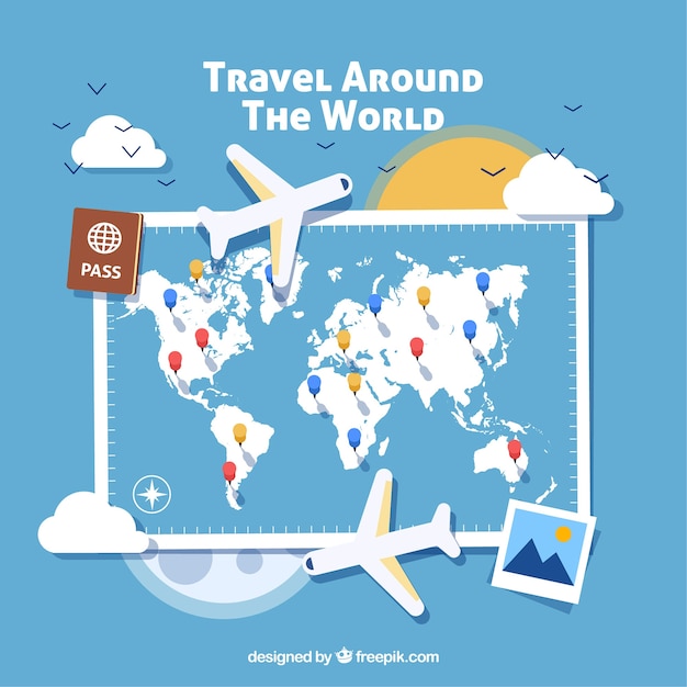 Free Vector Travel Background In Flat Style