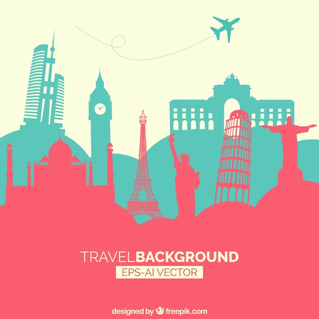 Travel background with monuments