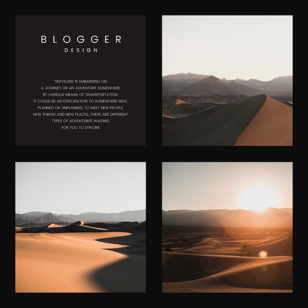 Travel blog first page template design vector Free Vector