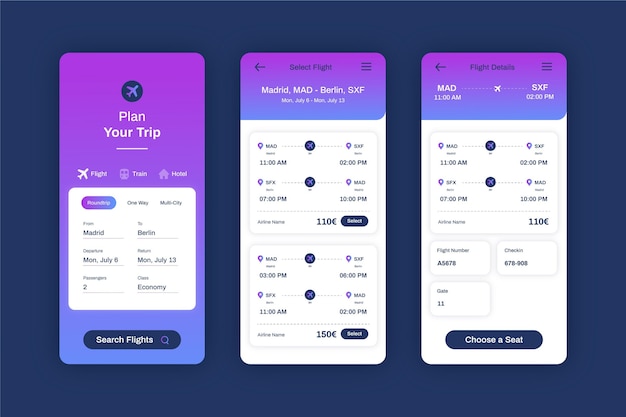 Free Vector Travel Booking App Template
