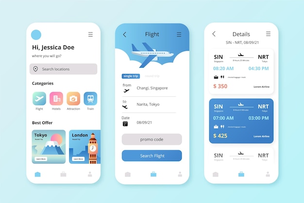 Free Vector | Travel booking app