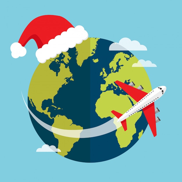 Premium Vector Travel by airplane in christmas holiday