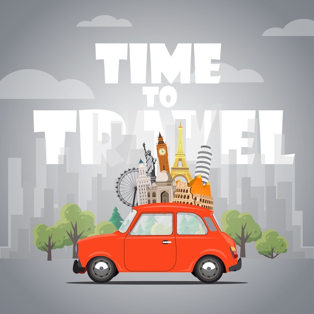 Download Premium Vector | Travel by car. road trip. time to travel ...