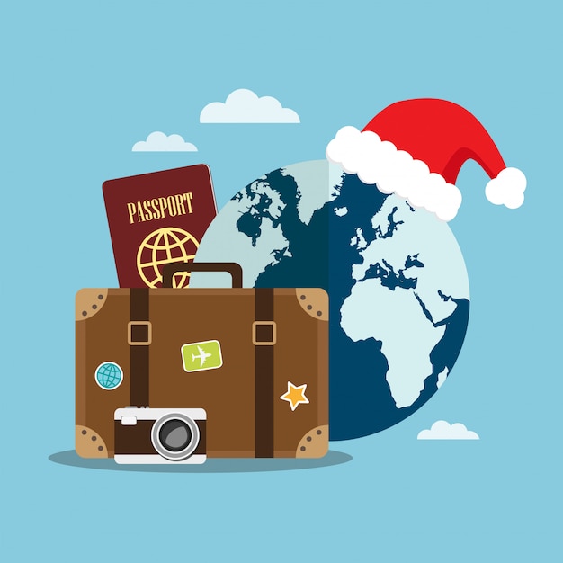 Travel in christmas holiday Vector Premium Download