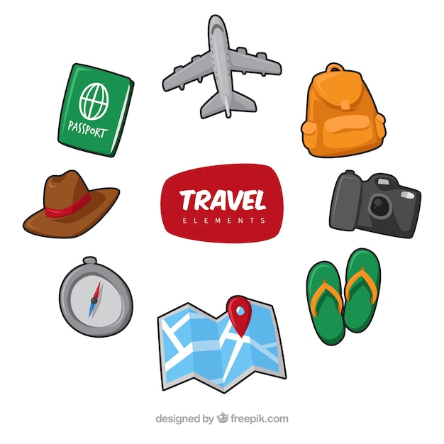 Travel element collection with flat design | Free Vector