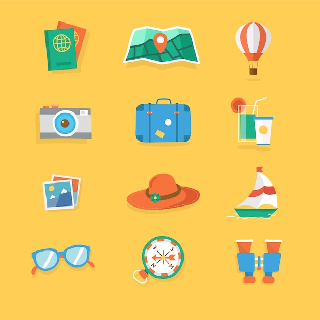 Free Vector | Travel element collection with flat design
