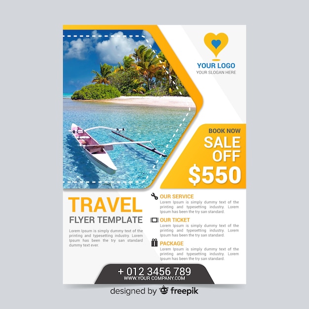 Free Vector | Travel flyer template with kayak