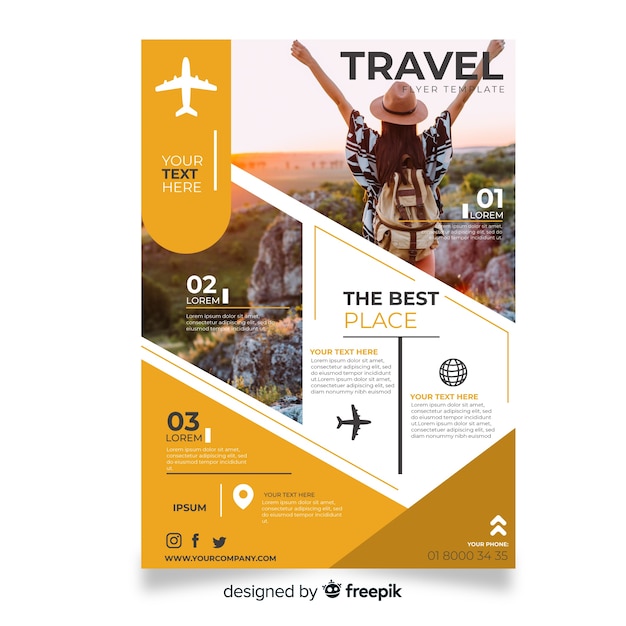 Free Vector | Travel flyer template with photo