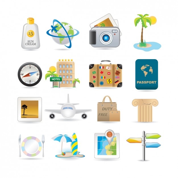 Download Free Vector | Travel icon collection