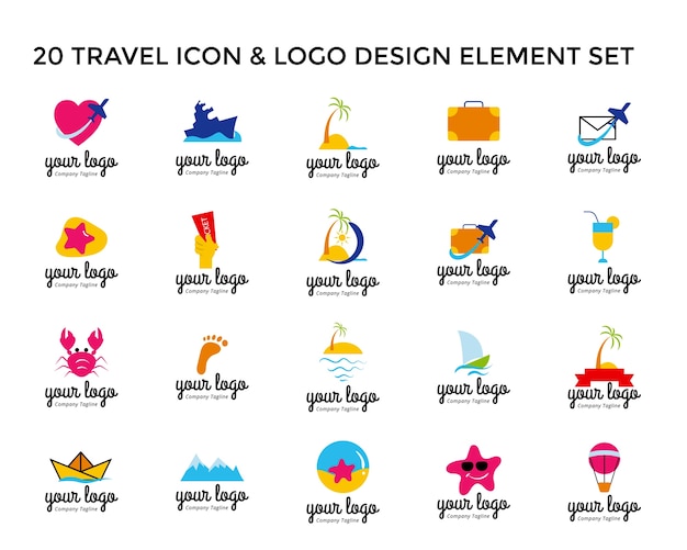 Download Free Travel Icon Logo Design Set Premium Vector Use our free logo maker to create a logo and build your brand. Put your logo on business cards, promotional products, or your website for brand visibility.