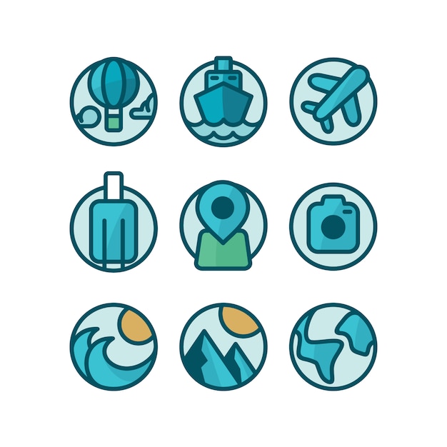 Travel icons collection Vector | Free Download