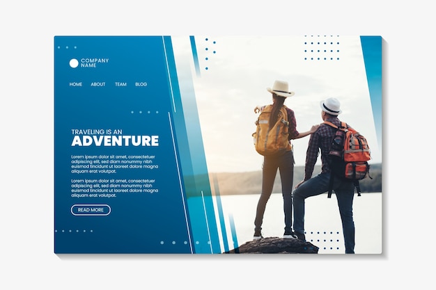 Free Vector Travel landing page template with photo