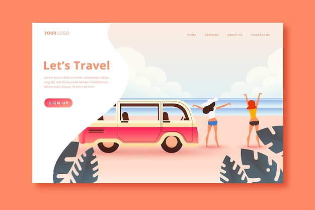 Travel landing page template Free Vector