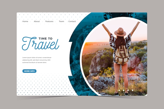 Travel landing page with image Free Vector