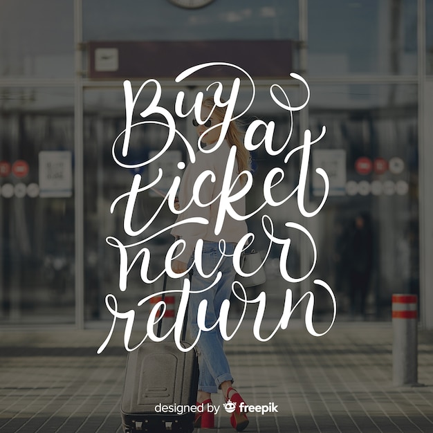 Download Travel lettering with quote and image Vector | Free Download