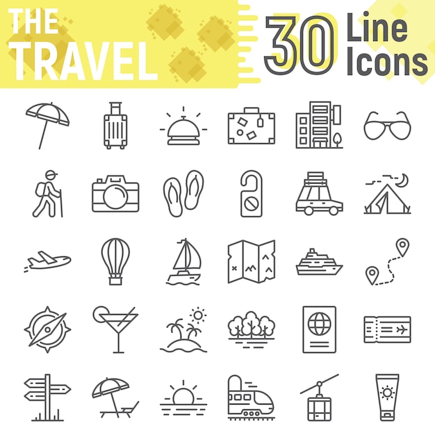 Premium Vector | Travel Line Icon Set, Tourism Collection