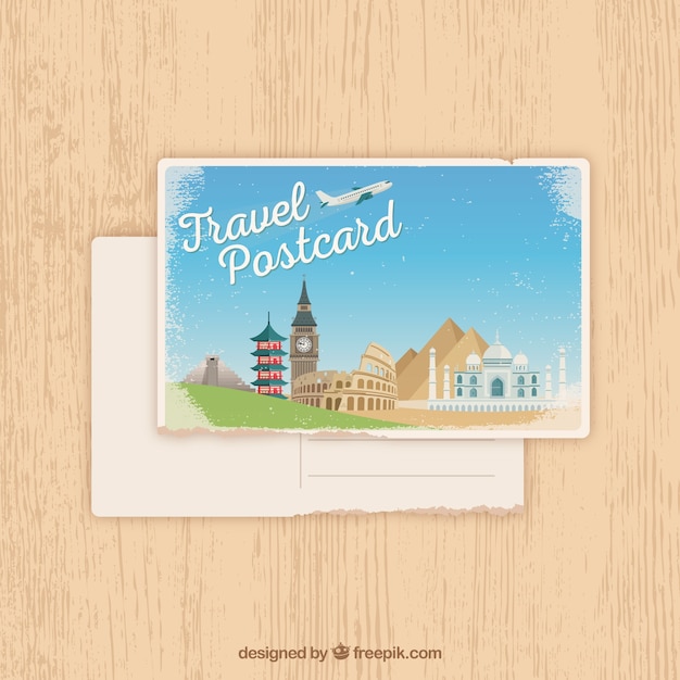 travel-postcard-template-in-vintage-style-free-vector