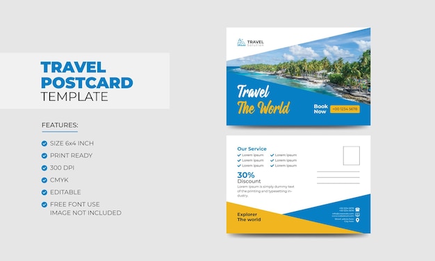 Premium Vector Travel Postcard Template