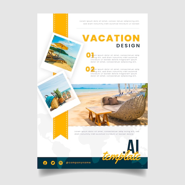 Travel poster template with photo | Free Vector