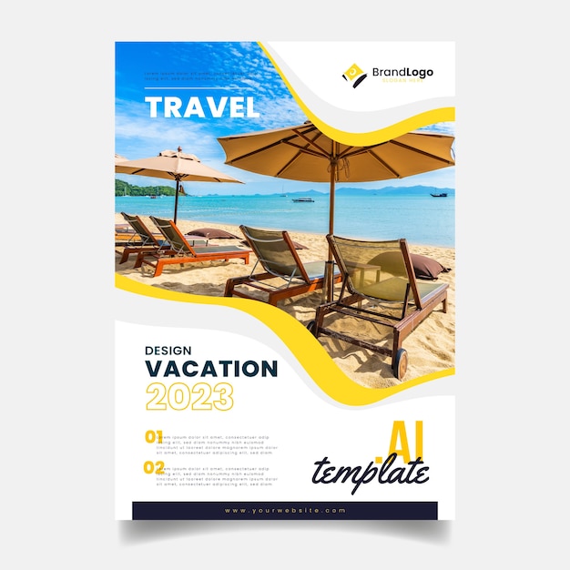 Free Vector | Travel poster template with photo