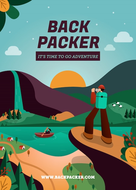 Premium Vector | Travel poster template